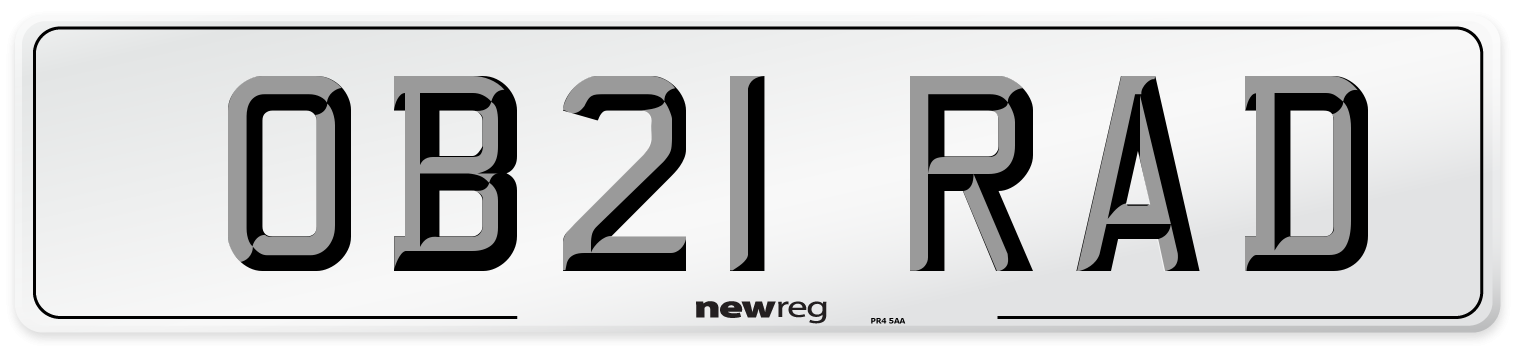 OB21 RAD Number Plate from New Reg
